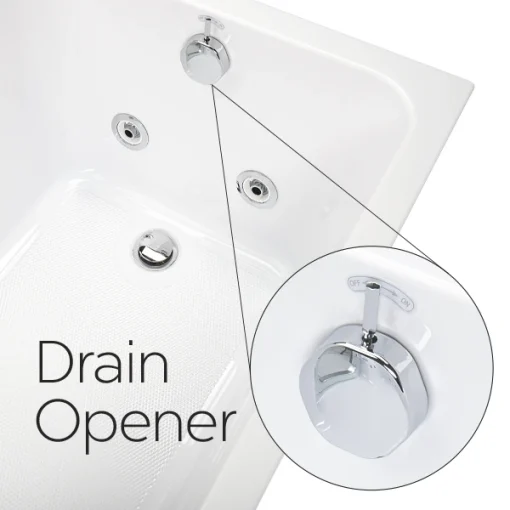 Ella Acrylic LayDown60 Tub - 76x152cm (30”x60”) - Laydown drain opener |